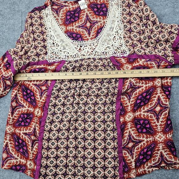 Bila Blouse Womens XXL Boho Peasant Top Lace Trim Rayon Bohemian Hippie Retro - Picture 5 of 7